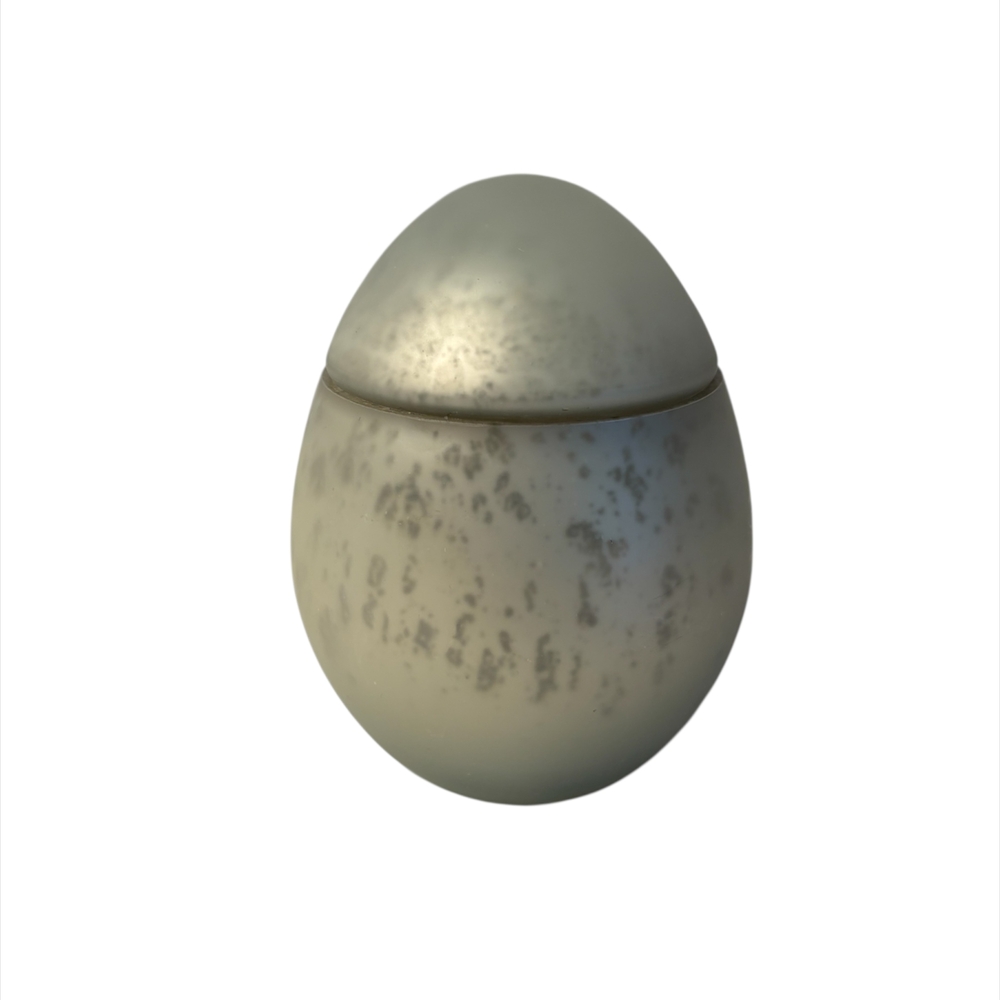 White Mercury Glass Egg-Shaped Candle By SDS for HD